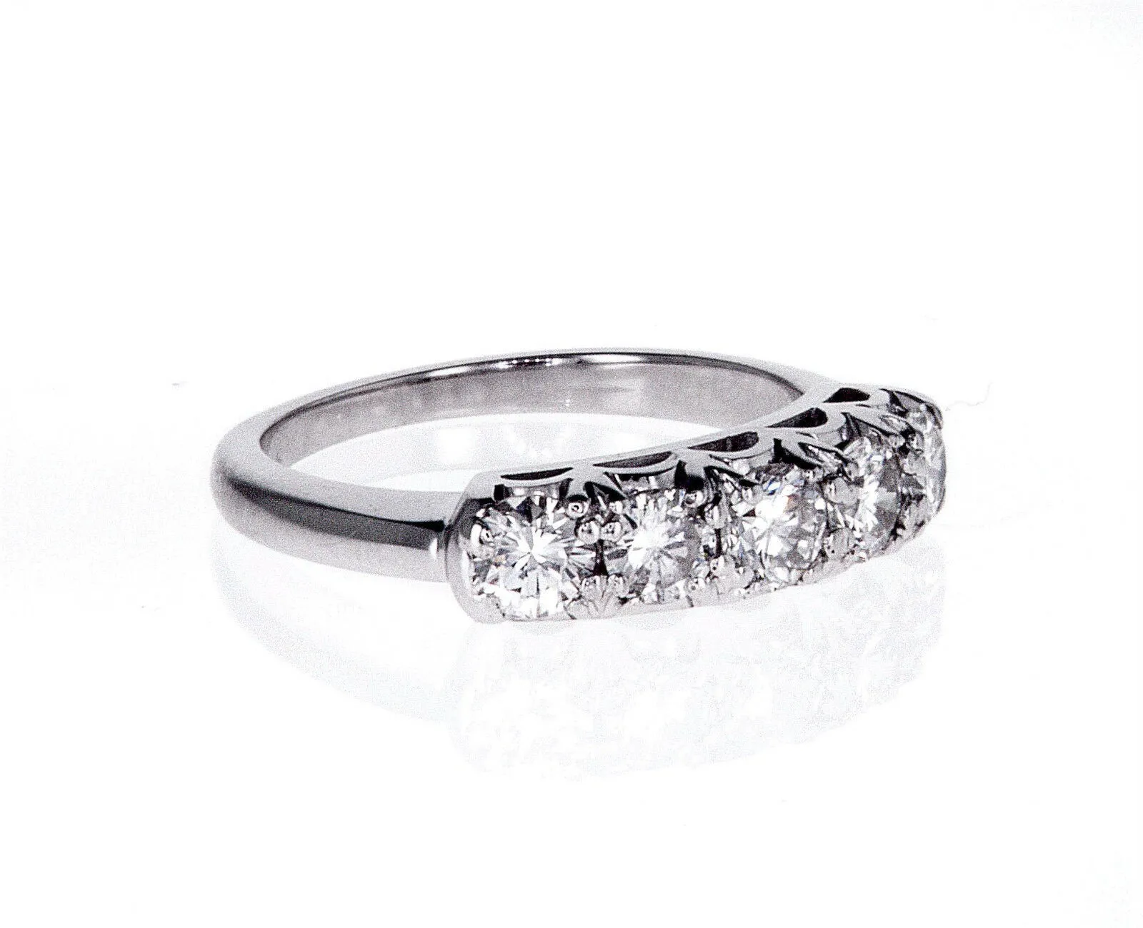 1 Carat Diamond Ring Band 18k White Gold Natural Round Brilliant Cut Size 6