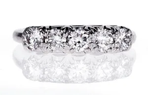 1 Carat Diamond Ring Band 18k White Gold Natural Round Brilliant Cut Size 6