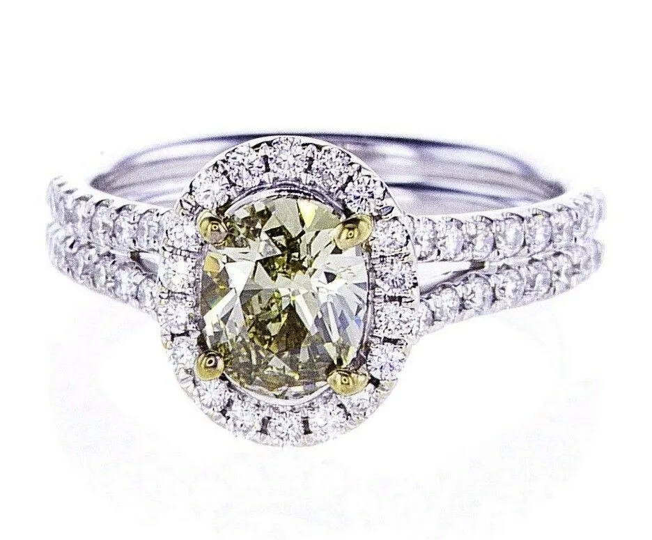 1 CT Diamond Ring Natural Fancy Petrol Color 18K Gold SI2 GIA Certified Oval Cut