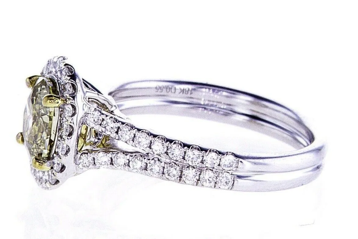 1 CT Diamond Ring Natural Fancy Petrol Color 18K Gold SI2 GIA Certified Oval Cut