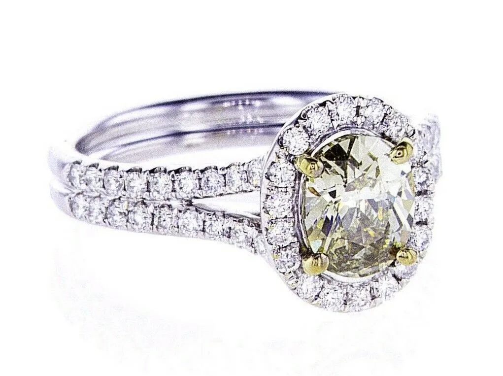 1 CT Diamond Ring Natural Fancy Petrol Color 18K Gold SI2 GIA Certified Oval Cut