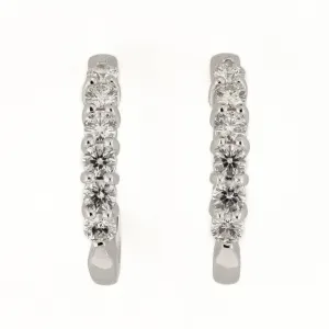 1.00ctw Diamond Half Hoop Earrings in 18K White Gold