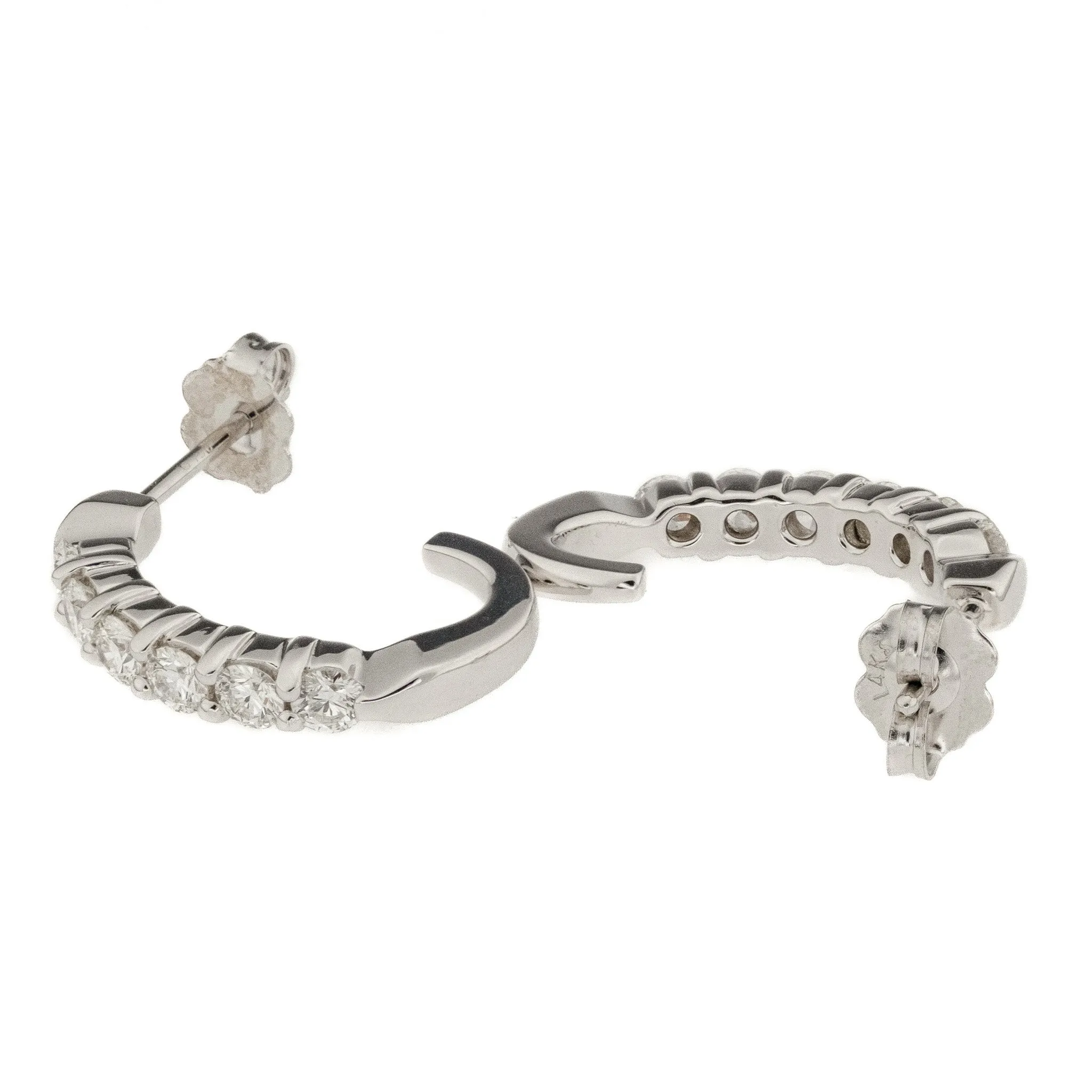 1.00ctw Diamond Half Hoop Earrings in 18K White Gold
