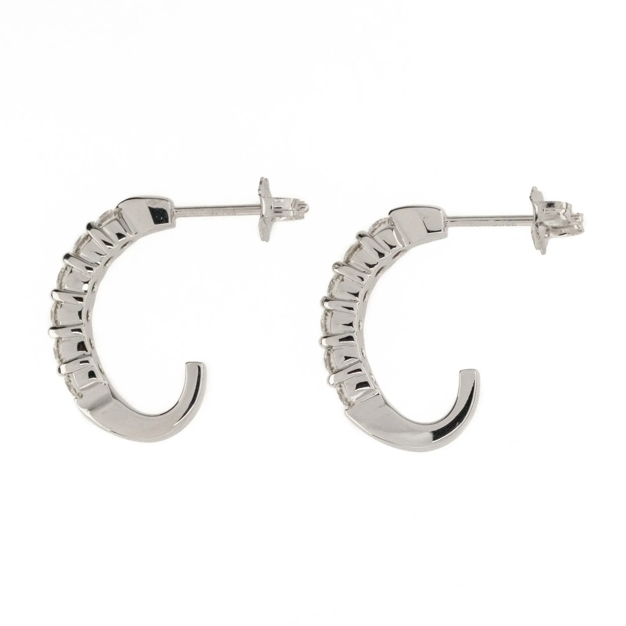 1.00ctw Diamond Half Hoop Earrings in 18K White Gold