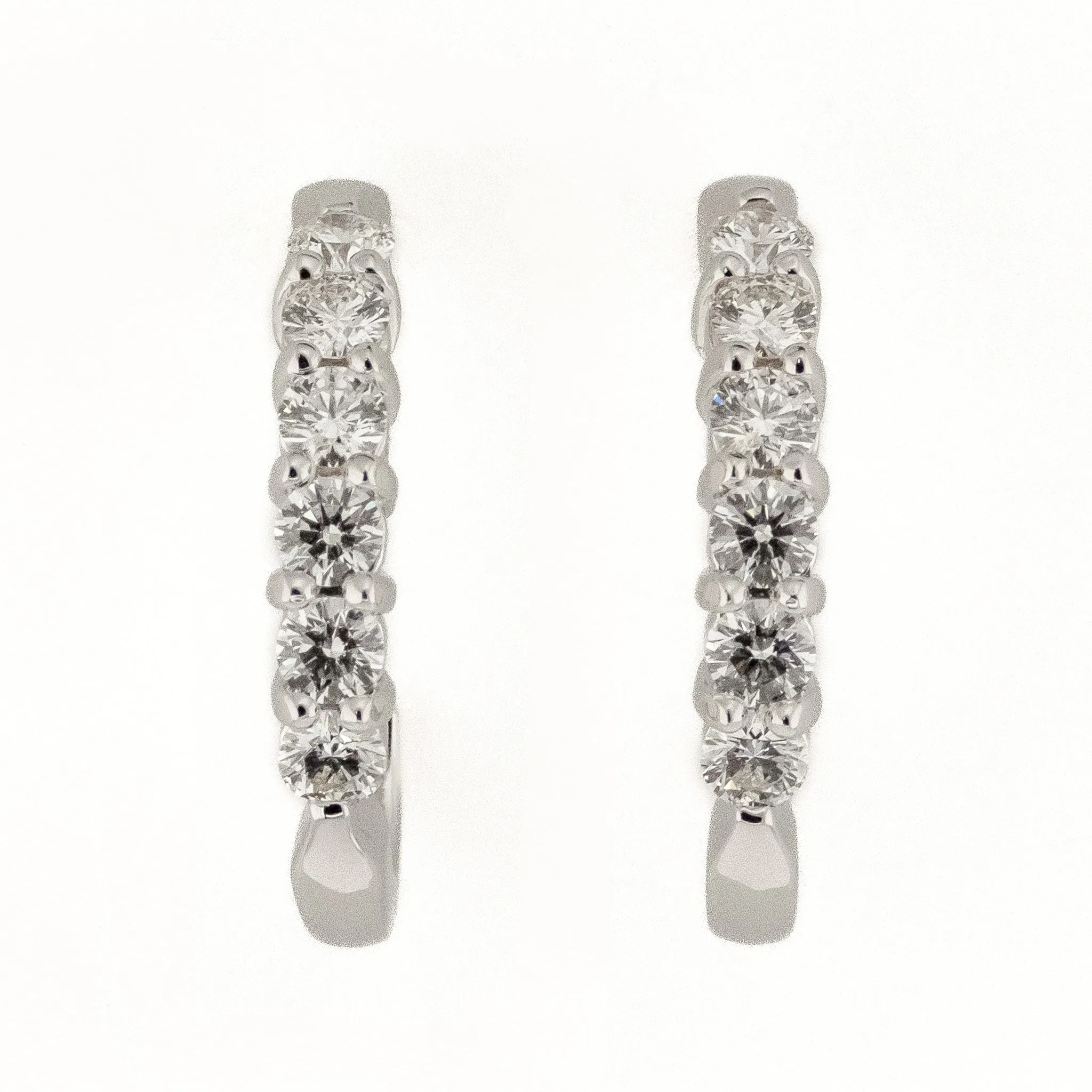 1.00ctw Diamond Half Hoop Earrings in 18K White Gold
