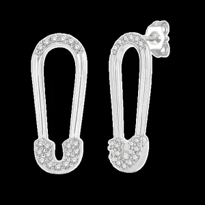 10K 0.15ct Diamond Safety-Pin Earrings