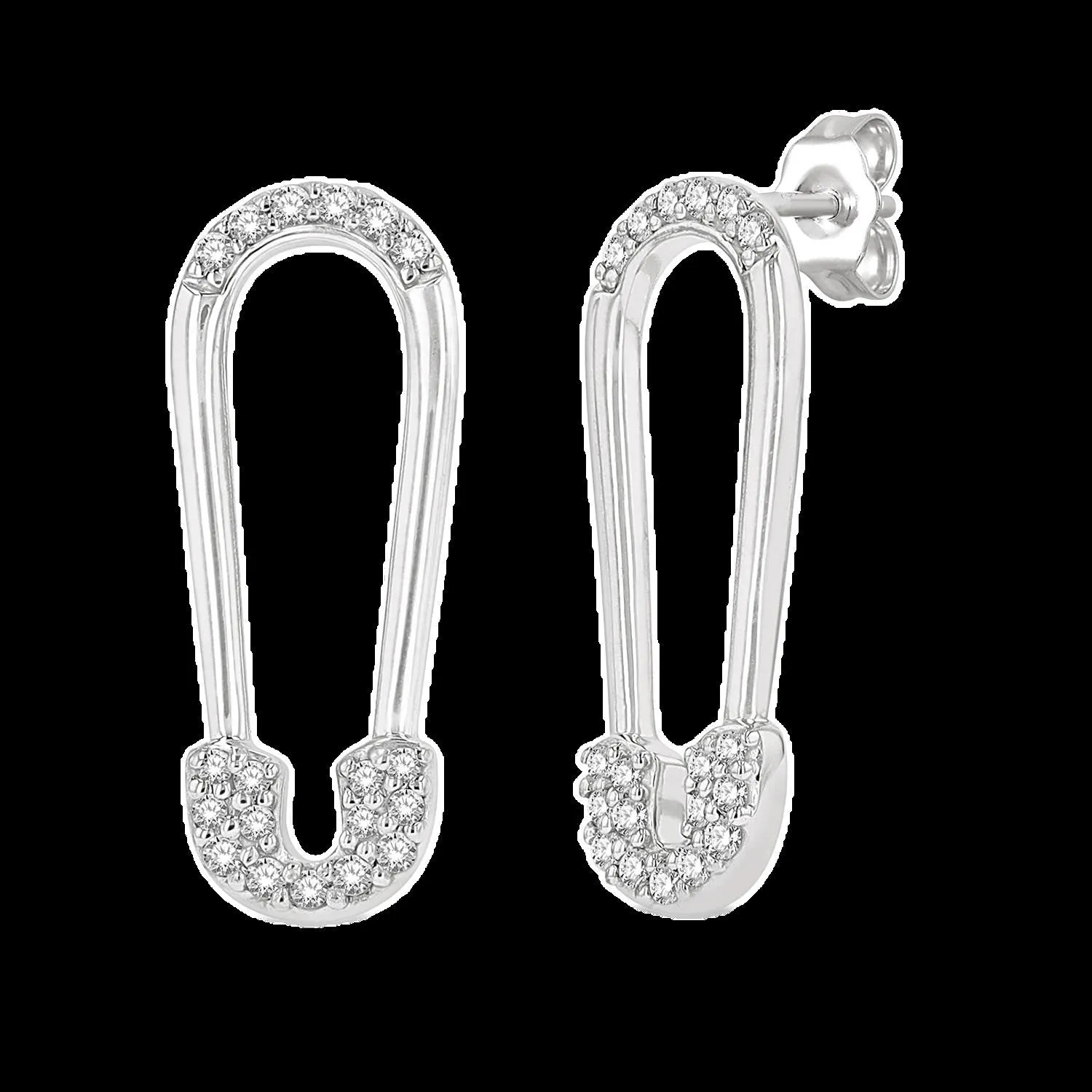 10K 0.15ct Diamond Safety-Pin Earrings