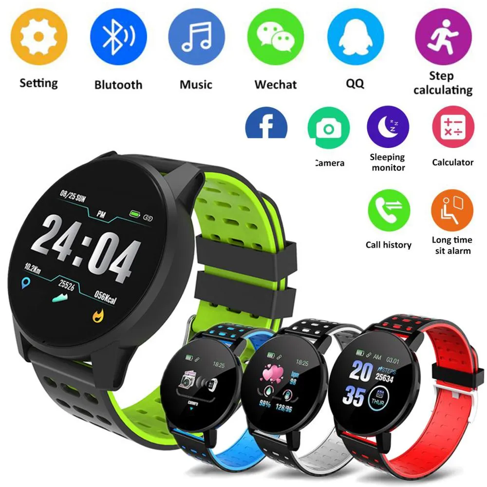 119 Plus Smart Bracelet Heart Rate Smart Watch Man Wristband Sports Watches Band Waterproof Smartwatch Android With Alarm Clock