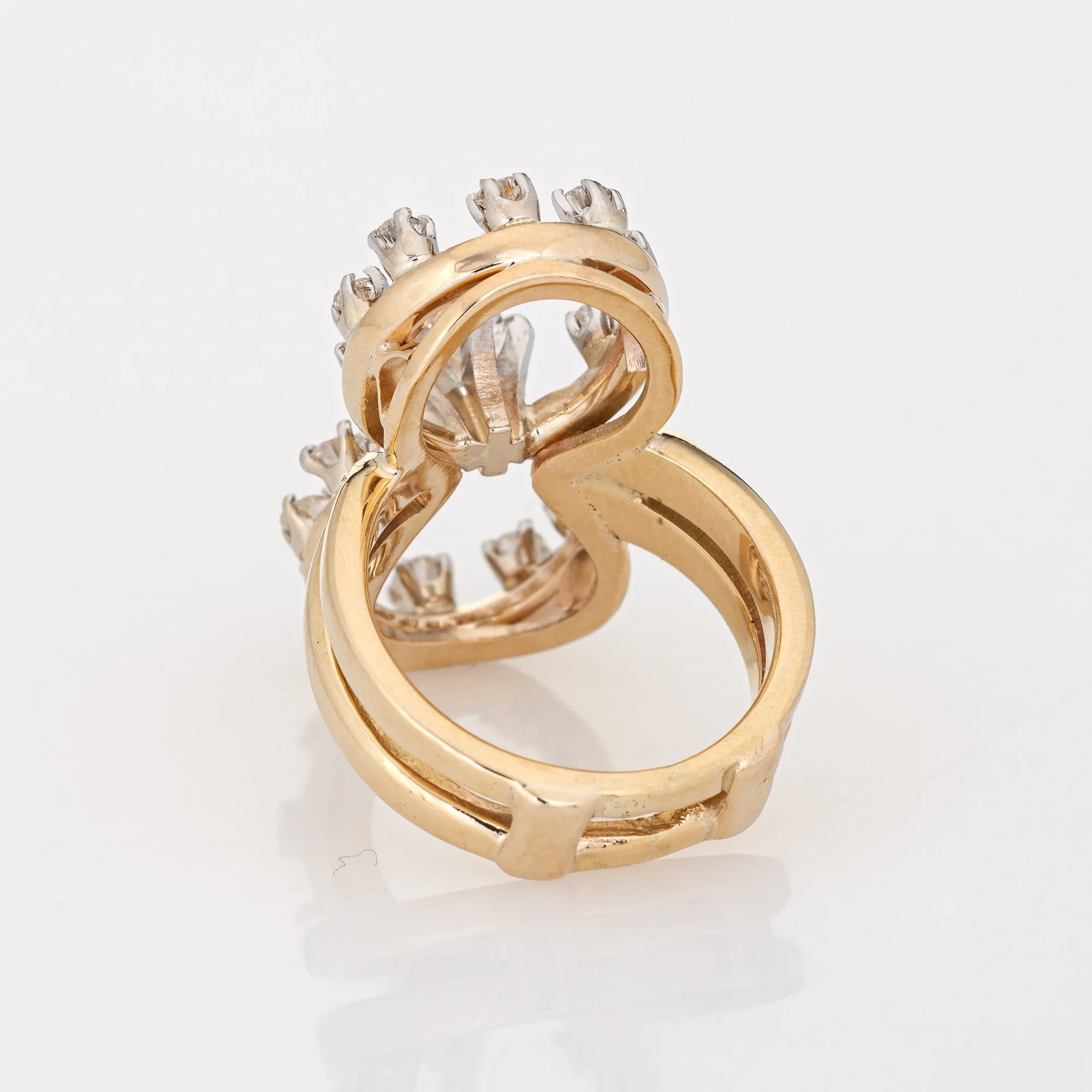 1.20ct Diamond 8 Ring Vintage 14k Yellow Gold Cocktail Jewelry Sz 4.5 Estate