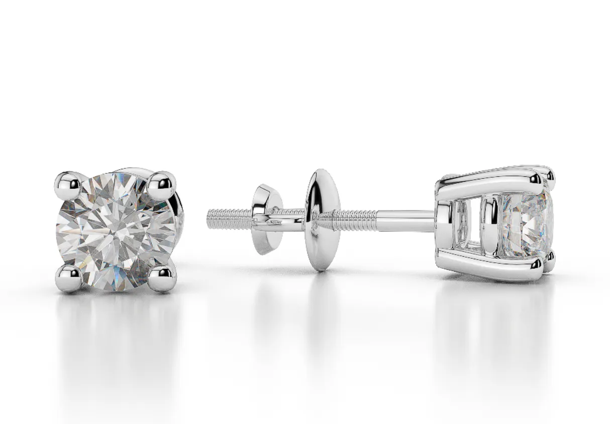 1/2CT H/ I1 NATURAL DIAMONDS STUD EARRINGS14K GOLD  ROUND CUT 4.00MM