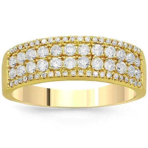 14K Solid Yellow Gold Diamond Wedding Band 0.77 Ctw