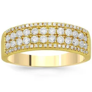 14K Solid Yellow Gold Diamond Wedding Band 0.77 Ctw