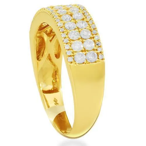 14K Solid Yellow Gold Diamond Wedding Band 0.77 Ctw