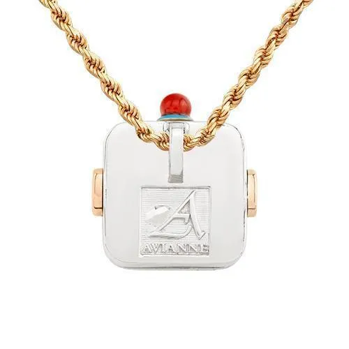 14k Two Tone Gold Diamond Robot Pendant 2.30 Ctw
