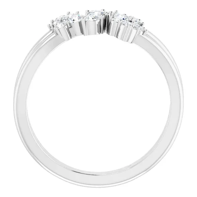 14K White 1/2 CTW Diamond Cluster Bypass Ring