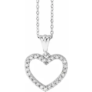 14K White 1/4 CTW Diamond Heart 18" Necklace