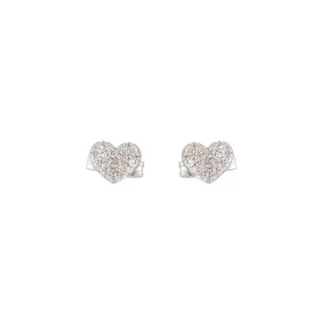 14K White 1/6 CTW Diamond Heart Earrings