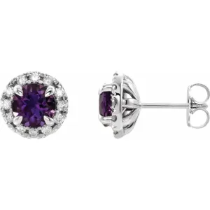 14K White Amethyst & 1/3 CTW Diamond Earrings