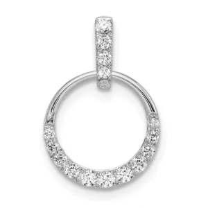 14k White Gold Lab Diamond Open Circle Pendant