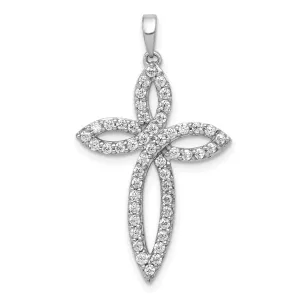 14K White Gold Lab Grown Diamond Cross Pendant