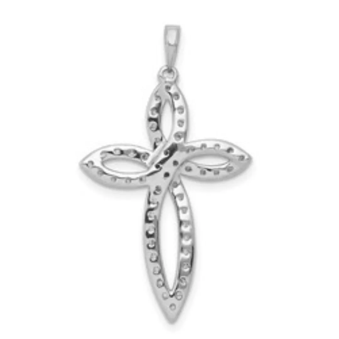 14K White Gold Lab Grown Diamond Cross Pendant