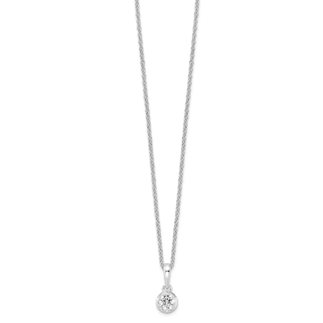 14K White Gold Lab Grown Diamond Solitaire Necklace
