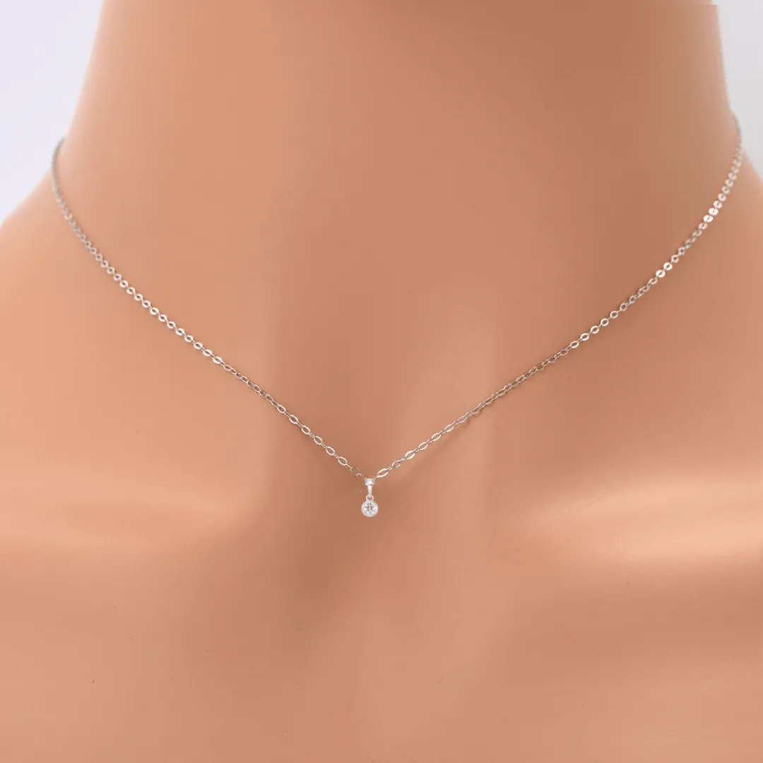 14K White Gold Lab Grown Diamond Solitaire Necklace