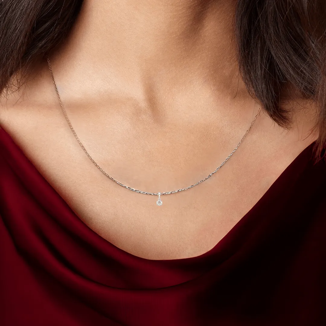 14K White Gold Lab Grown Diamond Solitaire Necklace