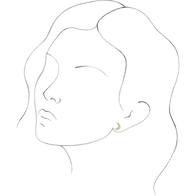 14K Yellow 1/10 CTW Diamond Crescent Moon Earrings