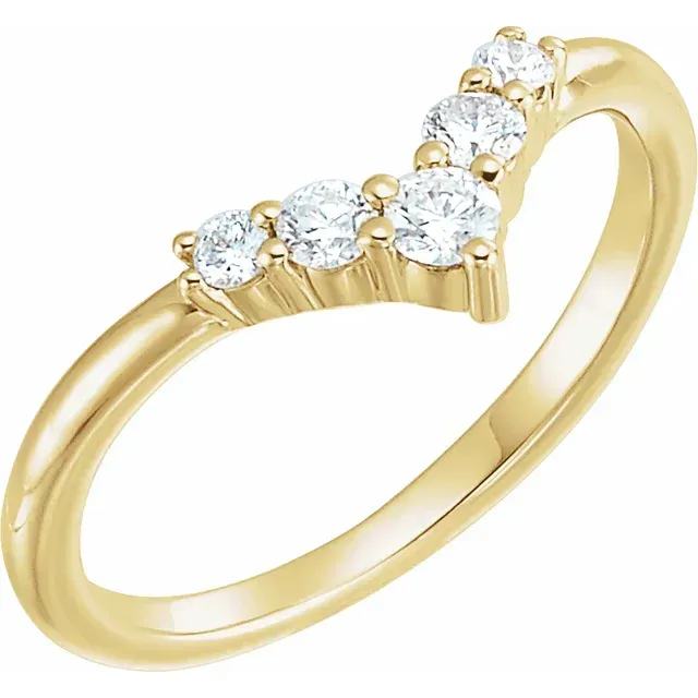 14K Yellow 1/4 CTW Diamond Graduated "V" Ring