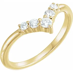 14K Yellow 1/4 CTW Diamond Graduated "V" Ring