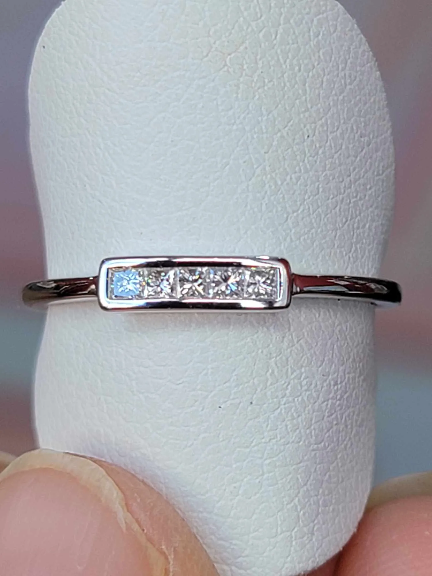 14kt White Gold Band With Channel Set Natural Diamonds