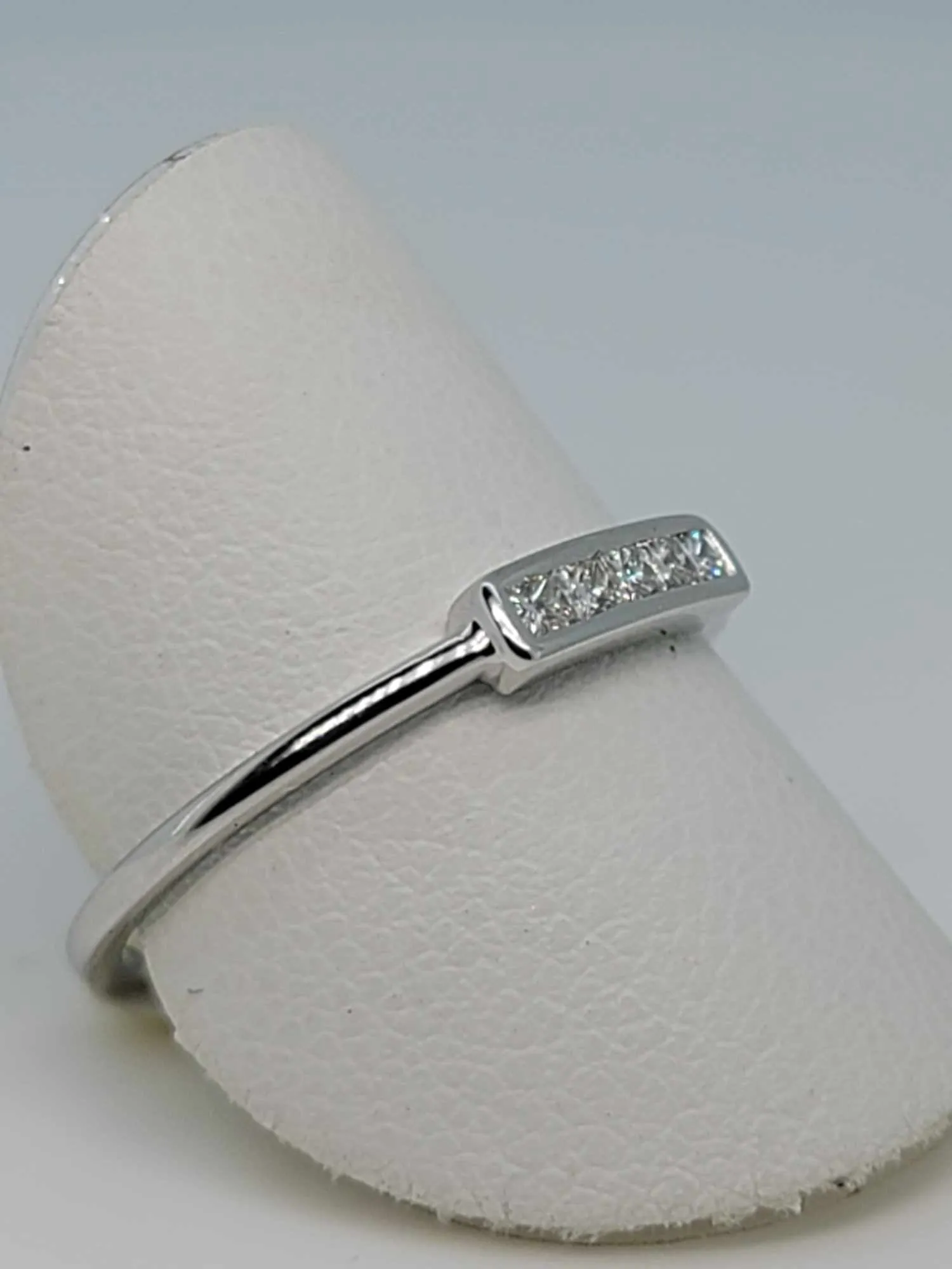 14kt White Gold Band With Channel Set Natural Diamonds