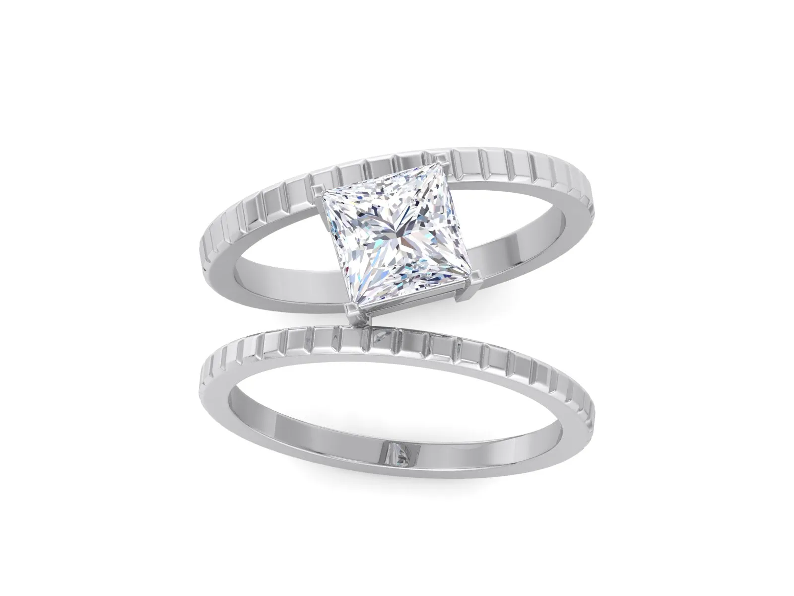 1.60 CT Princess Cut Lab Diamond Engagement Ring