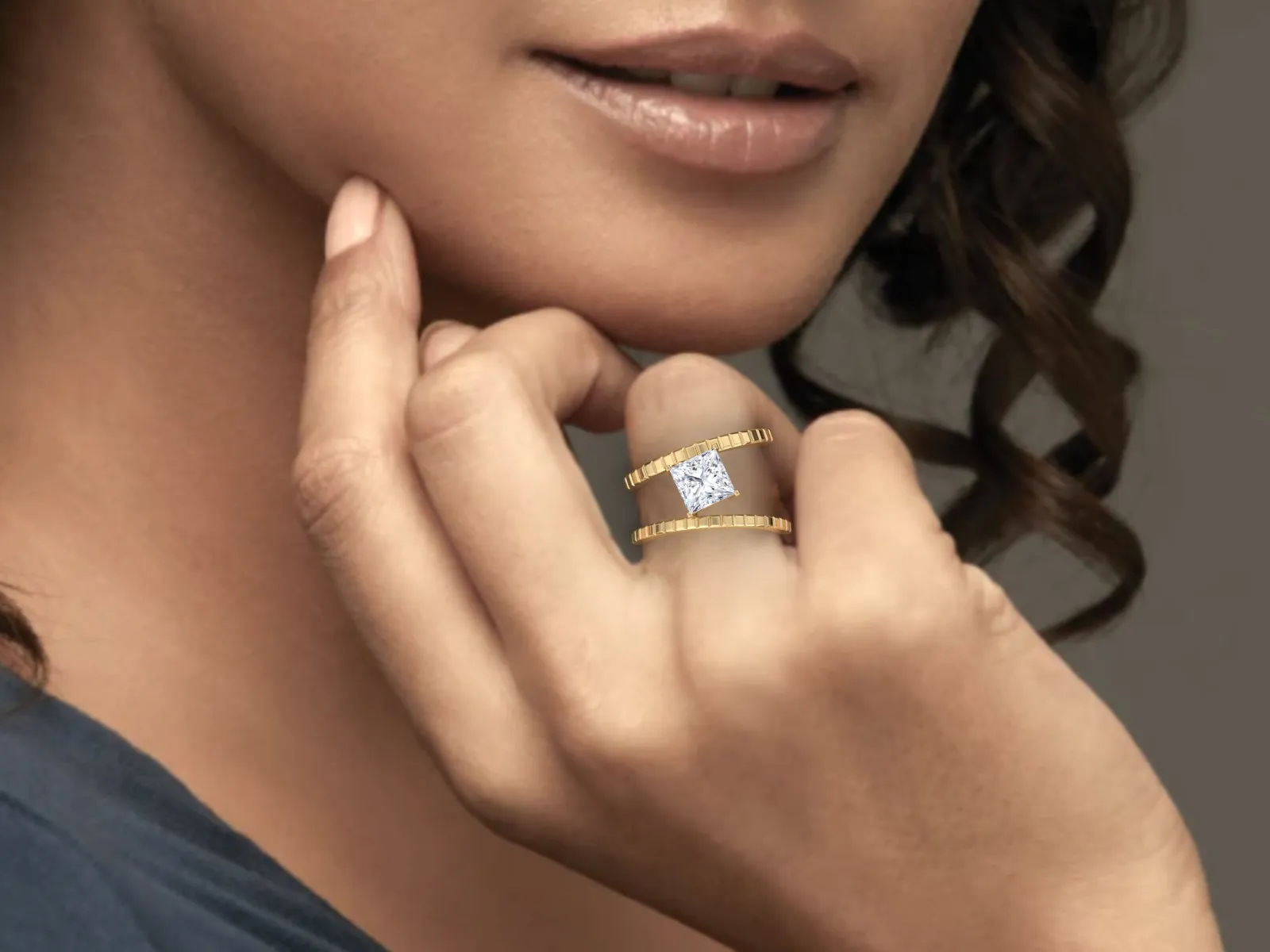 1.60 CT Princess Cut Lab Diamond Engagement Ring