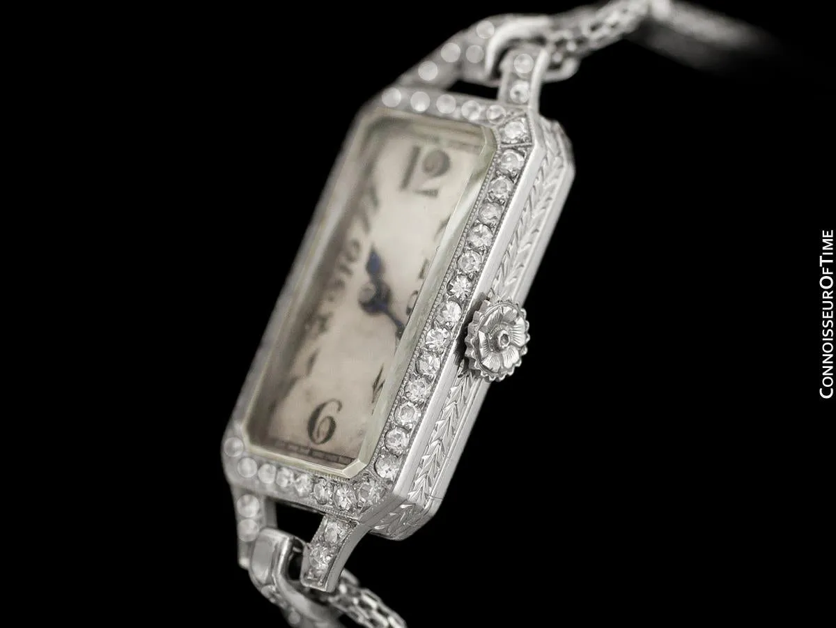 1922 Patek Philippe Likely for Tiffany Vintage Art Nouveau Ladies Watch with Papers - Platinum & Diamonds