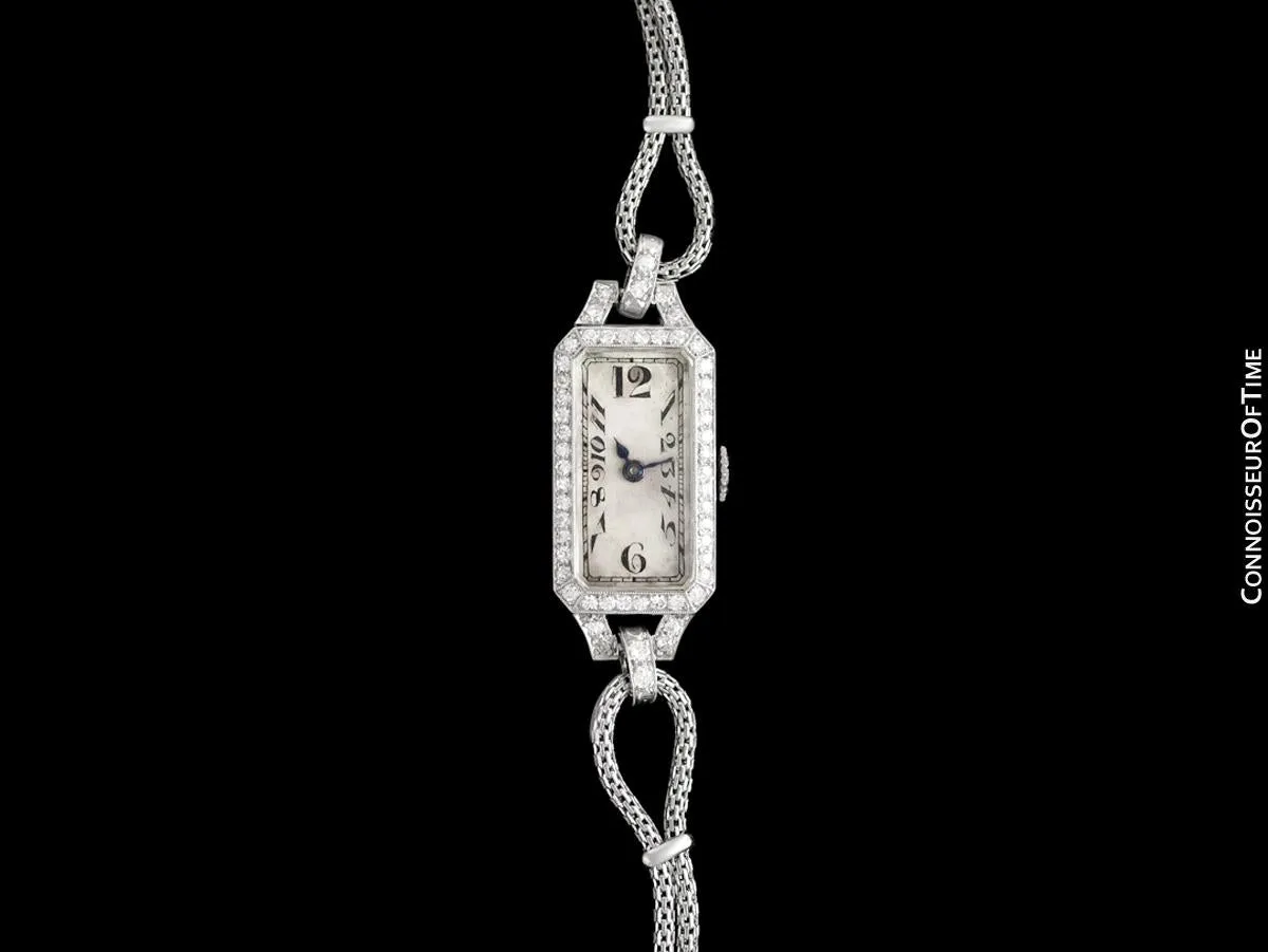 1922 Patek Philippe Likely for Tiffany Vintage Art Nouveau Ladies Watch with Papers - Platinum & Diamonds