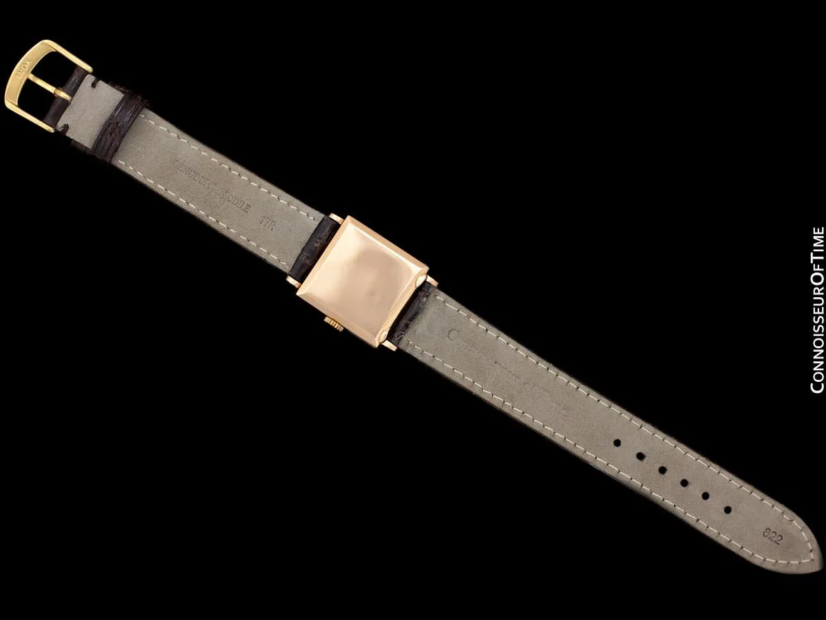 1936 Vacheron & Constantin Vintage Mens Midsize Art Deco Watch with Hooded Lugs - 18K Rose Gold