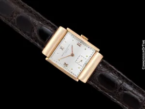 1936 Vacheron & Constantin Vintage Mens Midsize Art Deco Watch with Hooded Lugs - 18K Rose Gold