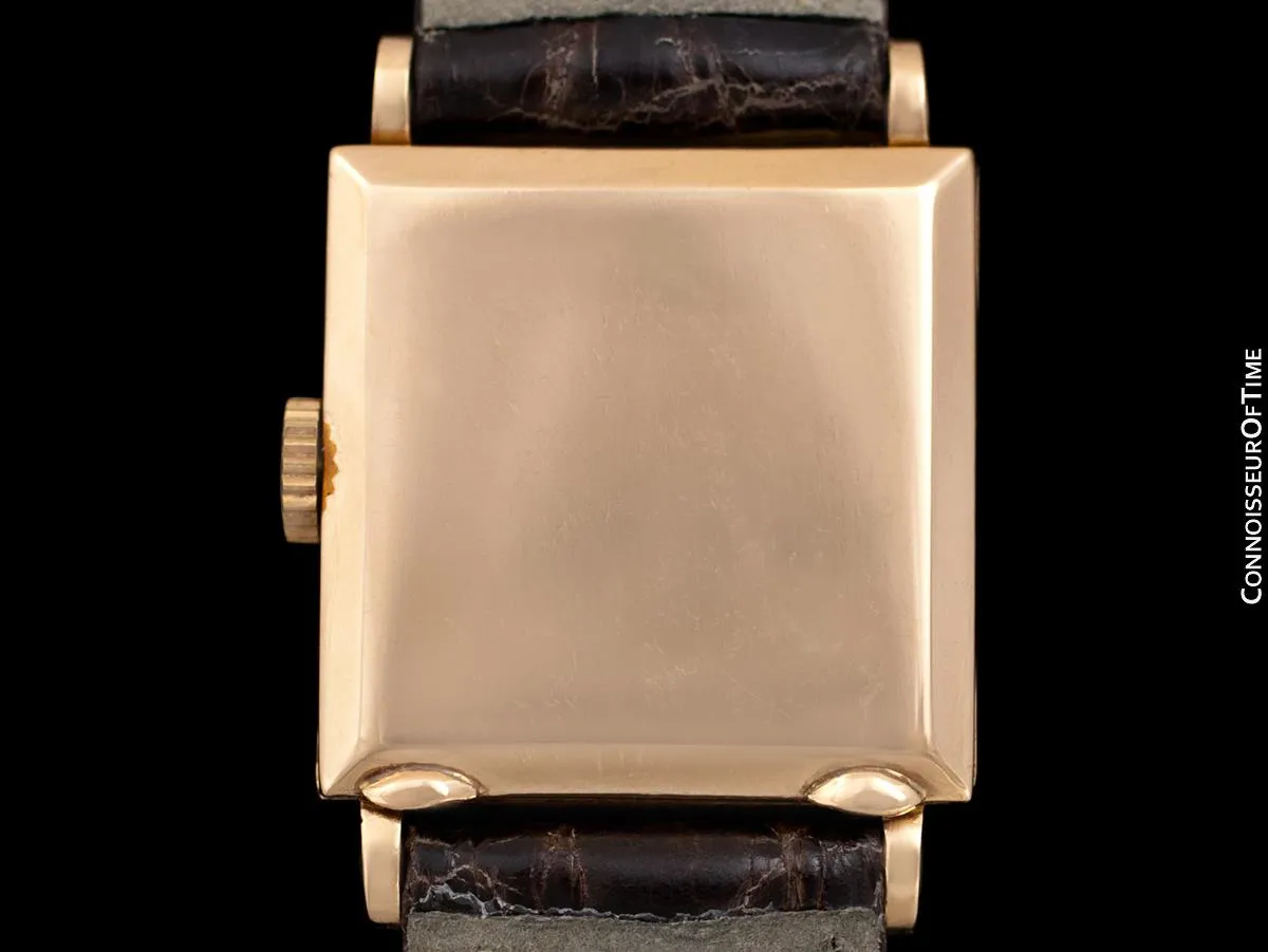 1936 Vacheron & Constantin Vintage Mens Midsize Art Deco Watch with Hooded Lugs - 18K Rose Gold