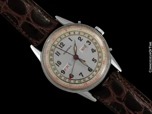 1940's Tiffany & Co. by Movado Vintage Triple Calendar Mens Watch - Stainless Steel - The Calendograph