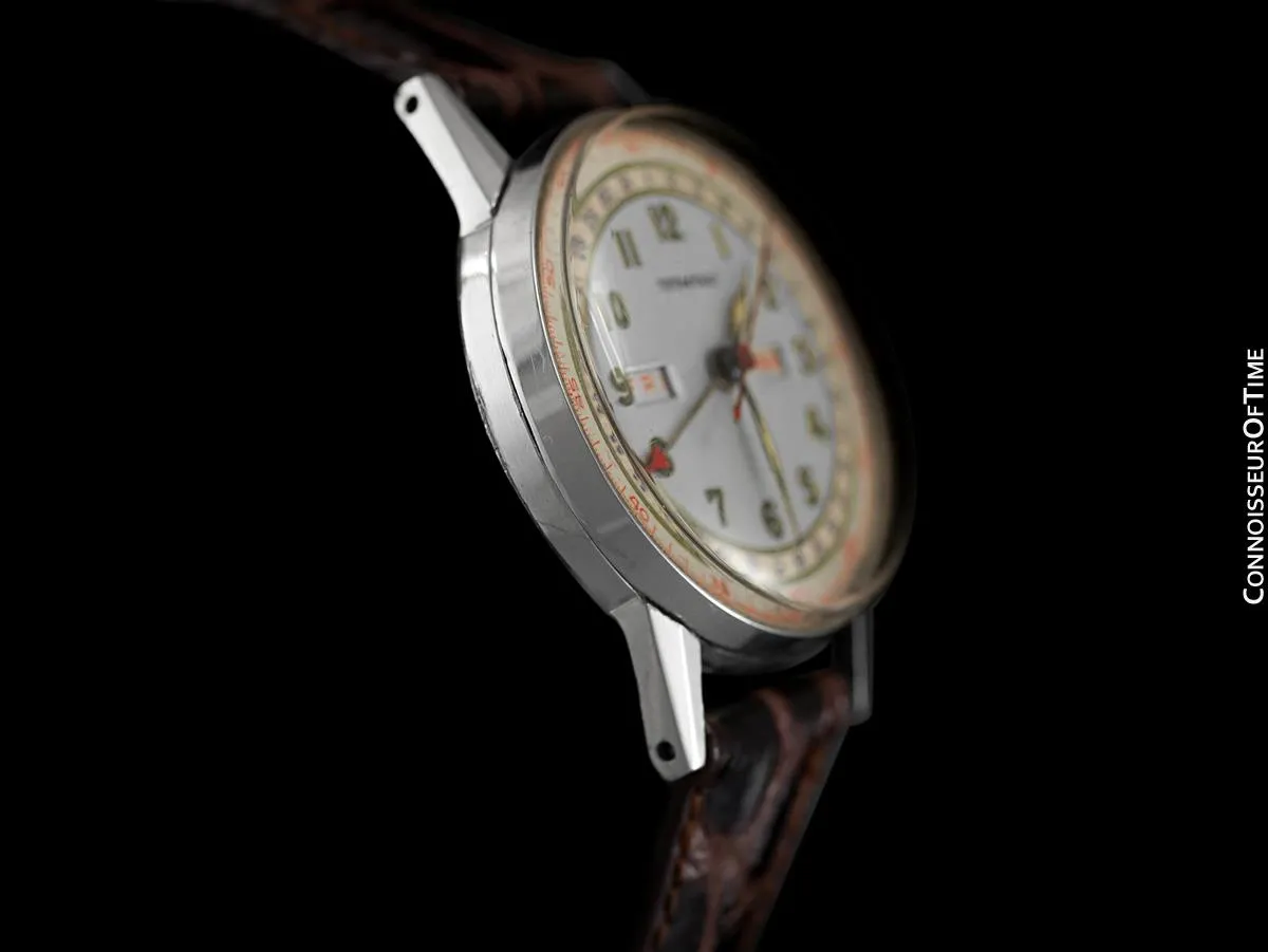 1940's Tiffany & Co. by Movado Vintage Triple Calendar Mens Watch - Stainless Steel - The Calendograph