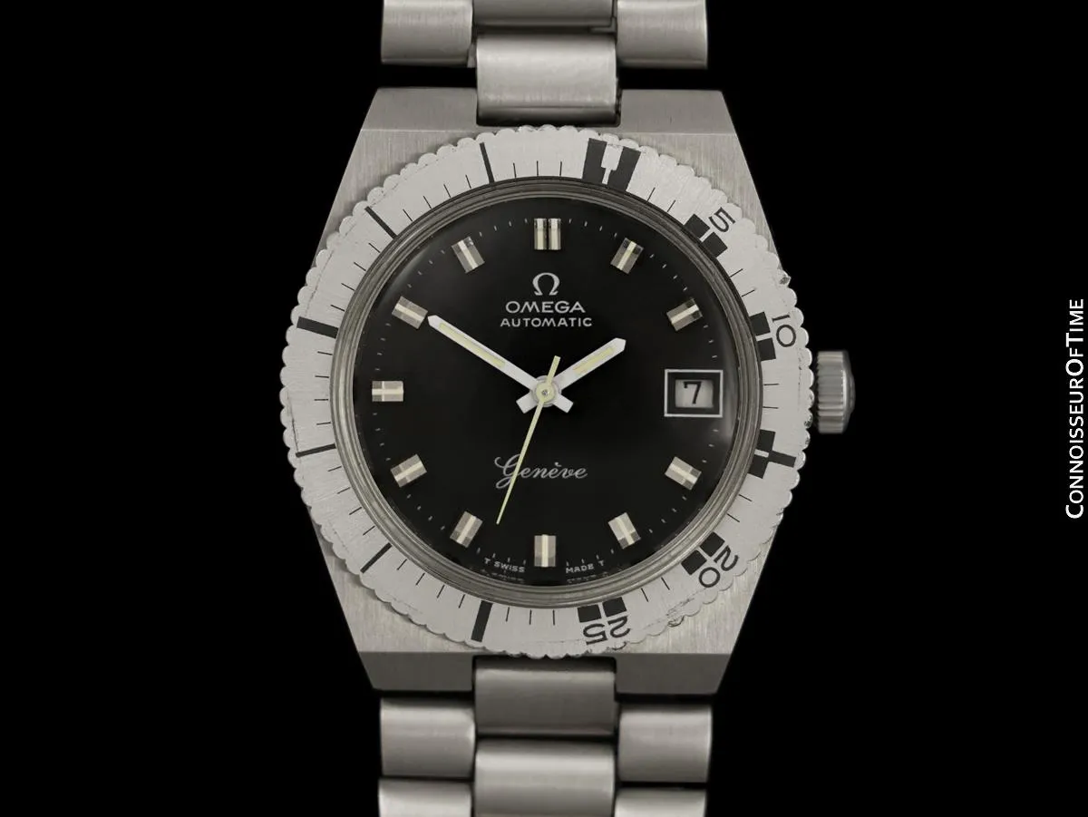 1972 Omega Geneve "Submariner" Vintage Mens Divers Watch - Stainless Steel
