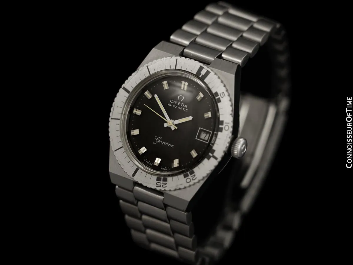 1972 Omega Geneve "Submariner" Vintage Mens Divers Watch - Stainless Steel