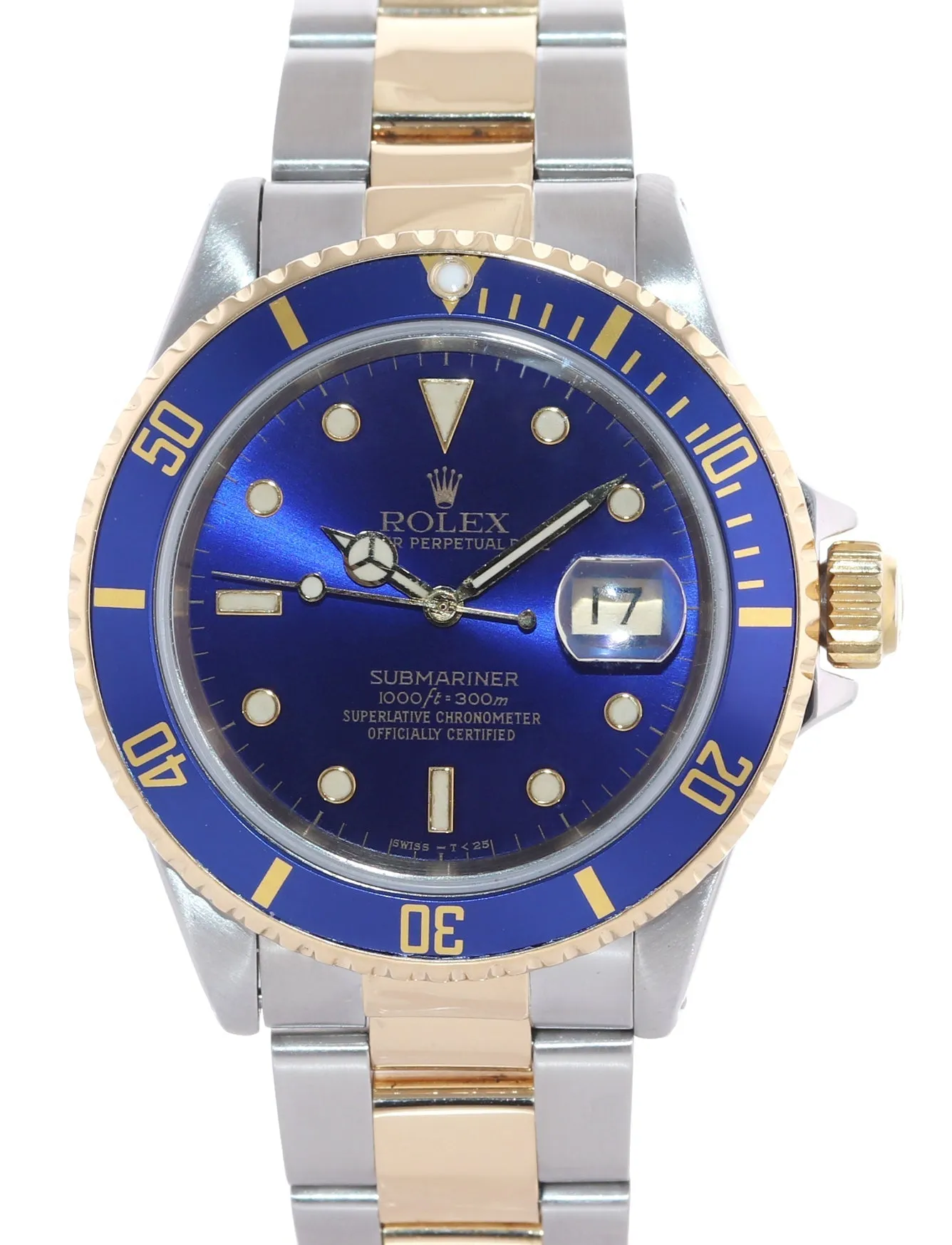 1998 Rolex Submariner 16613 Two Tone Steel 18k Yellow Gold Blue 40mm Dive Watch