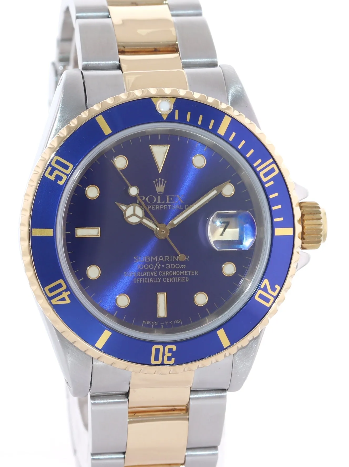 1998 Rolex Submariner 16613 Two Tone Steel 18k Yellow Gold Blue 40mm Dive Watch