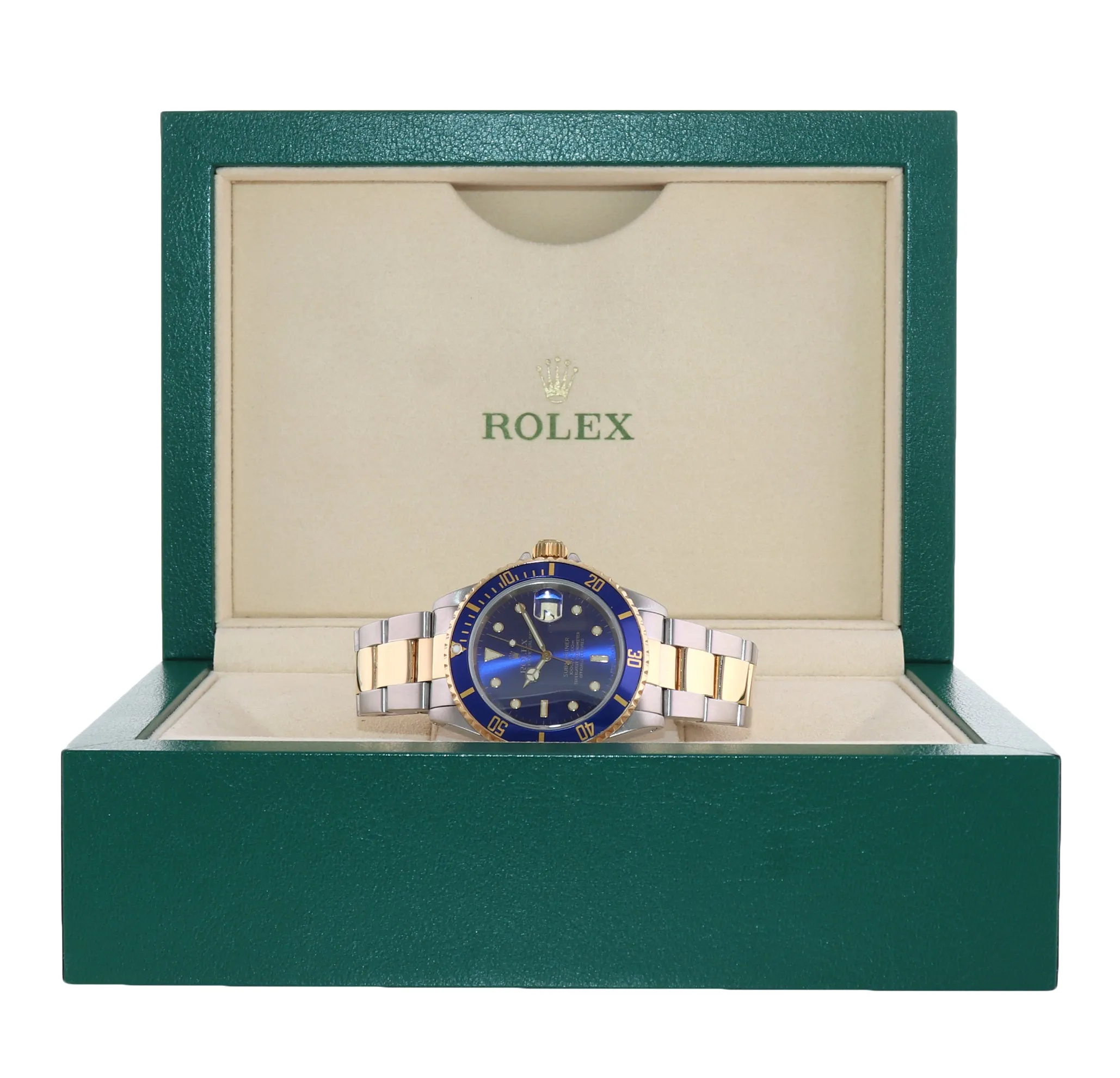 1998 Rolex Submariner 16613 Two Tone Steel 18k Yellow Gold Blue 40mm Dive Watch