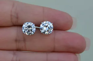 1CT Diamond Studs Earrings 14K White Gold GIA Certified Natural Round Cut