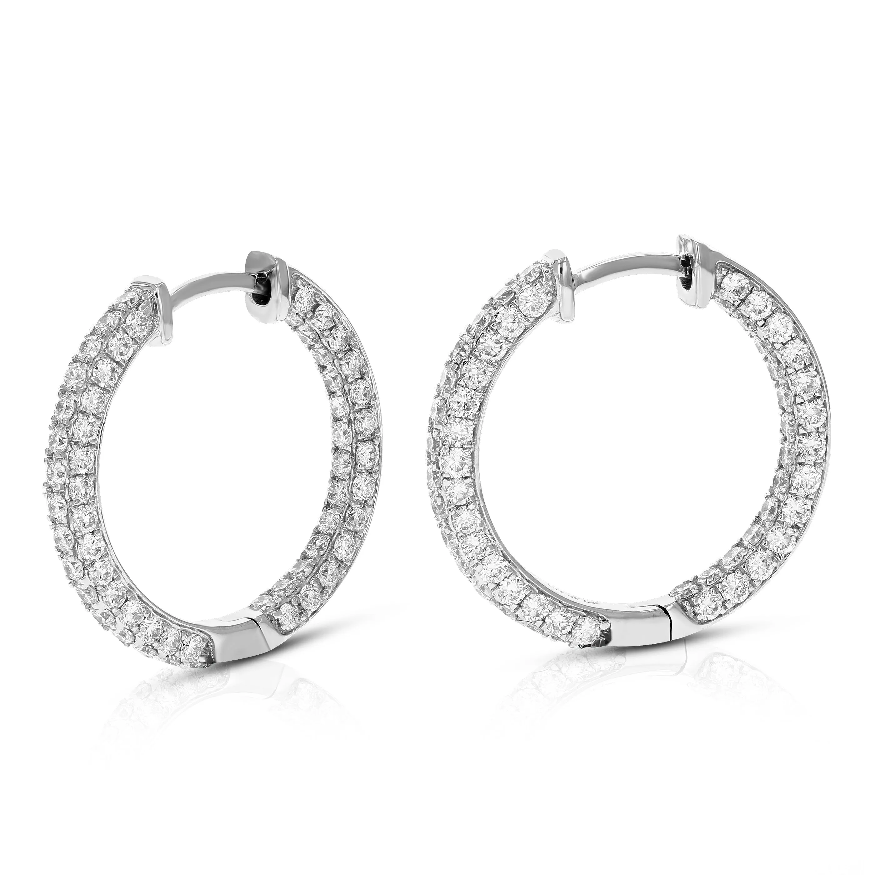 2 cttw Lab Grown Diamond Eternity Hoop Earring 14K White Gold