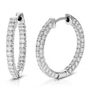 2 cttw Lab Grown Diamond Eternity Hoop Earring 14K White Gold